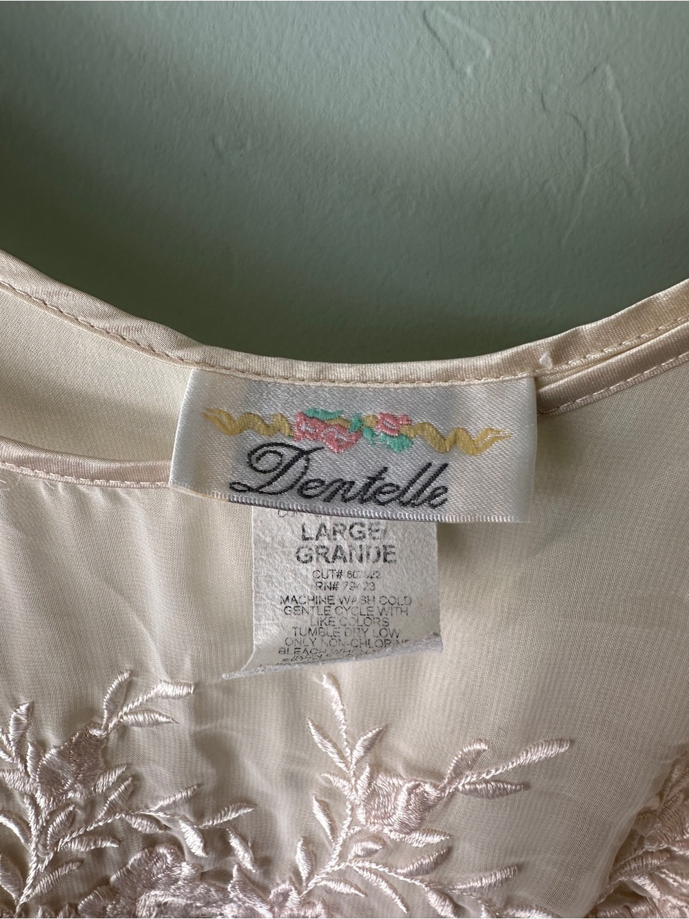 Cream Satin Embroidered Slip Chemise - Picture 4 of 6